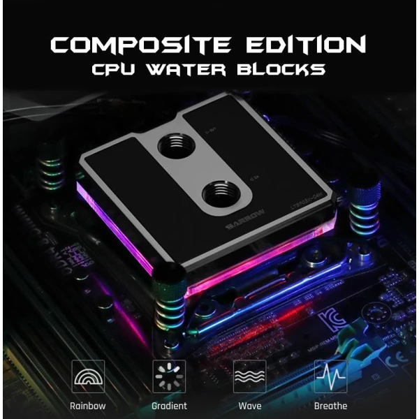 Barrow Composite Edition Micro Jet CPU Waterblock, LRC 2.0 RGB, INTEL 115x - Black