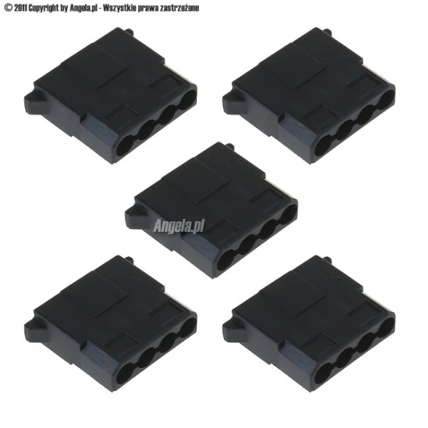 Phobya PSU Power Connector 4Pin Molex plug with pins - 5 pcs Black