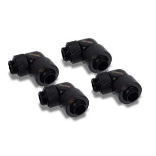 Alphacool Eiszapfen 13/10mm compression fitting 90° rotatable G1/4 - 4pcs Set Deep Black