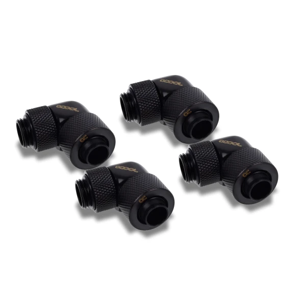 Alphacool Eiszapfen 13/10mm compression fitting 90° rotatable G1/4 - 4pcs Set Deep Black