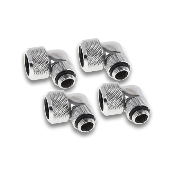 Alphacool Eiszapfen 16mm HardTube 90° rotatable G1/4 - 4pcs Set Chrome