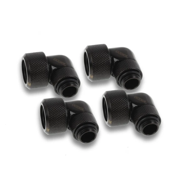 Alphacool Eiszapfen 16mm HardTube 90° rotatable G1/4 - 4pcs Set Deep Black