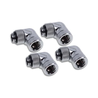 Alphacool Eiszapfen angled adaptor 90° rotatable G1/4 AG to G1/4 IG - 4pcs Set Chrome