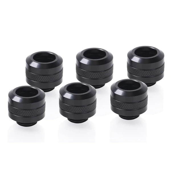 Alphacool Eiszapfen PRO 13mm HardTube Fitting G1/4 - Deep Black Sixpack