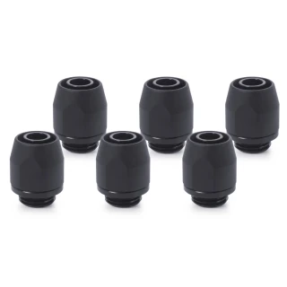 Alphacool HF compression Fitting TPV Metall - 12,7/7,6mm Straight - Black - 6pcs Kit