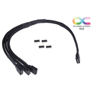 Alphacool y-cable RGB 4pol to 3x 4pol 30cm incl. connector - black