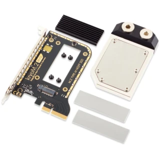 Aquacomputer kryoM.2 evo PCIe 5.0/4.0/3.0 x4 adapter for M.2 NGFF PCIe SSD, M-Key with nickel plated water block