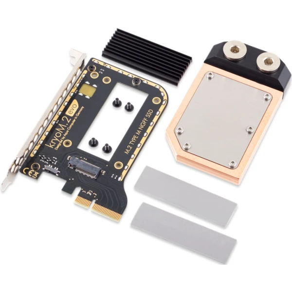 Aquacomputer kryoM.2 evo PCIe 5.0/4.0/3.0 x4 adapter for M.2 NGFF PCIe SSD, M-Key with water block