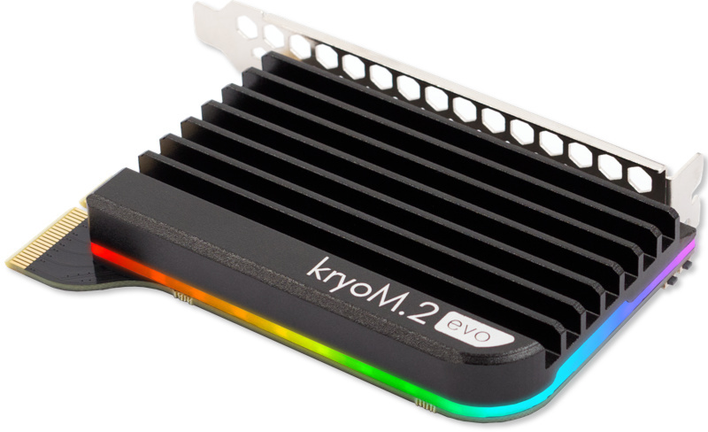 Aquacomputer kryoM.2 RGBpx PCIe 5.0/4.0/3.0 x4 adapter for M.2 PCIe SSD, M-Key with passive heatsink