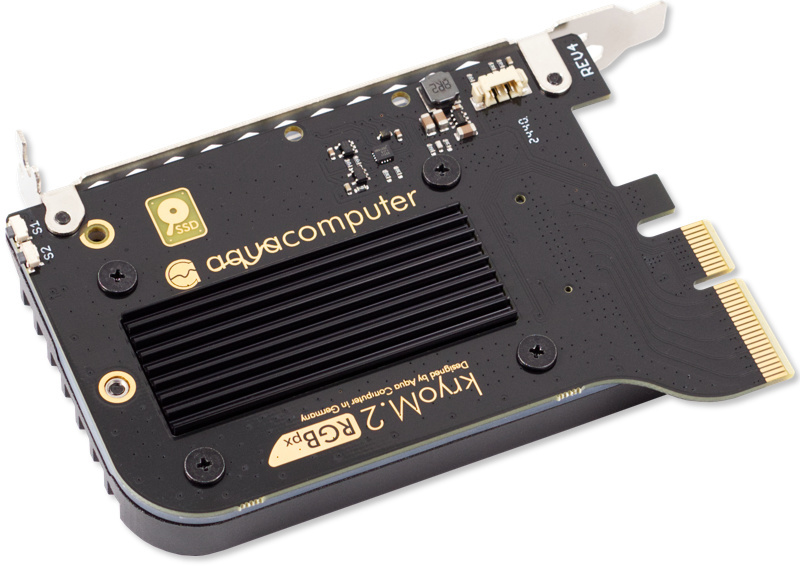 Aquacomputer kryoM.2 RGBpx PCIe 5.0/4.0/3.0 x4 adapter for M.2 PCIe SSD, M-Key with passive heatsink