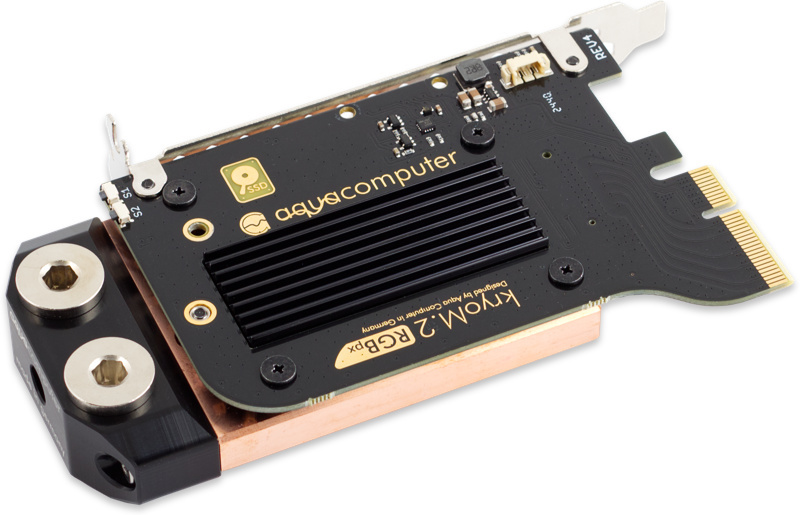 Aquacomputer kryoM.2 RGBpx PCIe 5.0/4.0/3.0 x4 adapter for M.2 PCIe SSD, M-Key with water block