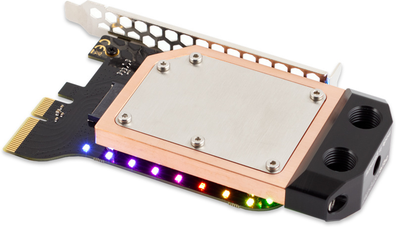 Aquacomputer kryoM.2 RGBpx PCIe 5.0/4.0/3.0 x4 adapter for M.2 PCIe SSD, M-Key with water block