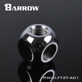 Barrow G1/4" 3-Way Splitter Cube silver nickel