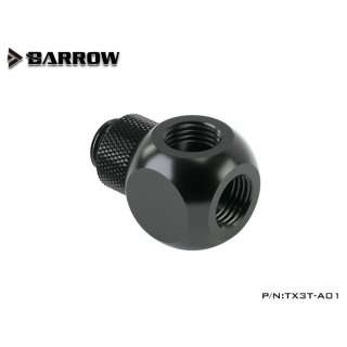 Barrow G1/4 Male Rotary - G1/4 Female 3 Way T-Splitter - Black