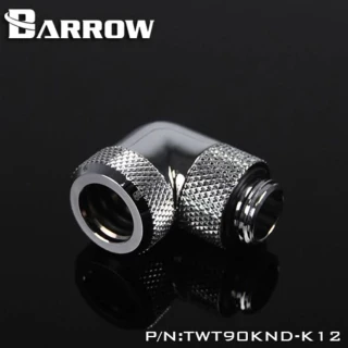 Barrow G1/4 Male Rotary To 90 Degree, 12mm Hard Tube Compression Fitting - Shiny Silver