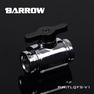 Barrow G1/4 Mini Ball Valve, Black Handle - Shiny Silver