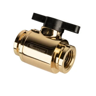 Barrow G1/4 Mini Ball Valve, Black Handle - Gold