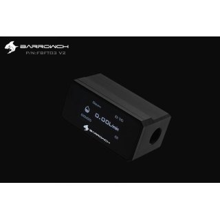Barrowch G1/4 digital 40mm OLED display flow meter with RPM rotor - black