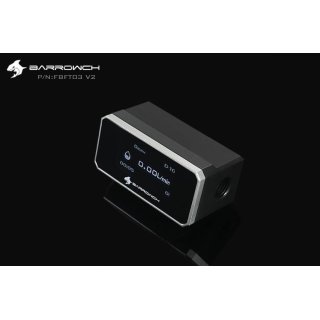 Barrowch G1/4 digital 40mm OLED display flow meter with RPM rotor - silver