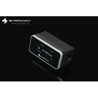 Barrowch G1/4 digital 40mm OLED display flow meter with RPM rotor - silver