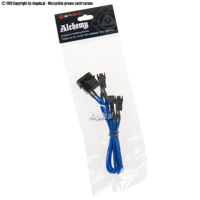 BitFenix adapter Molex -> 3x3pin Premium Sleeved 20cm niebieski/czarny