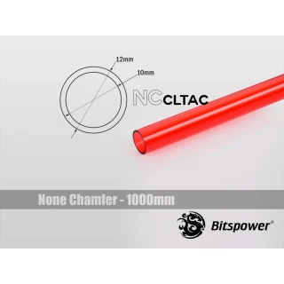 Bitspower None Chamfer Crystal Link Tube OD 12MM - Length 1000mm (ICE Red) BP-NCCLT12ACIRD-L1000