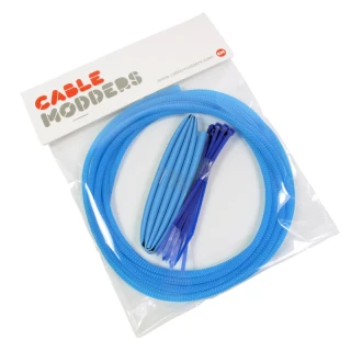 Cable Modders High Density 4mm Braid Sleeving Kit Aqua Blue - 3m