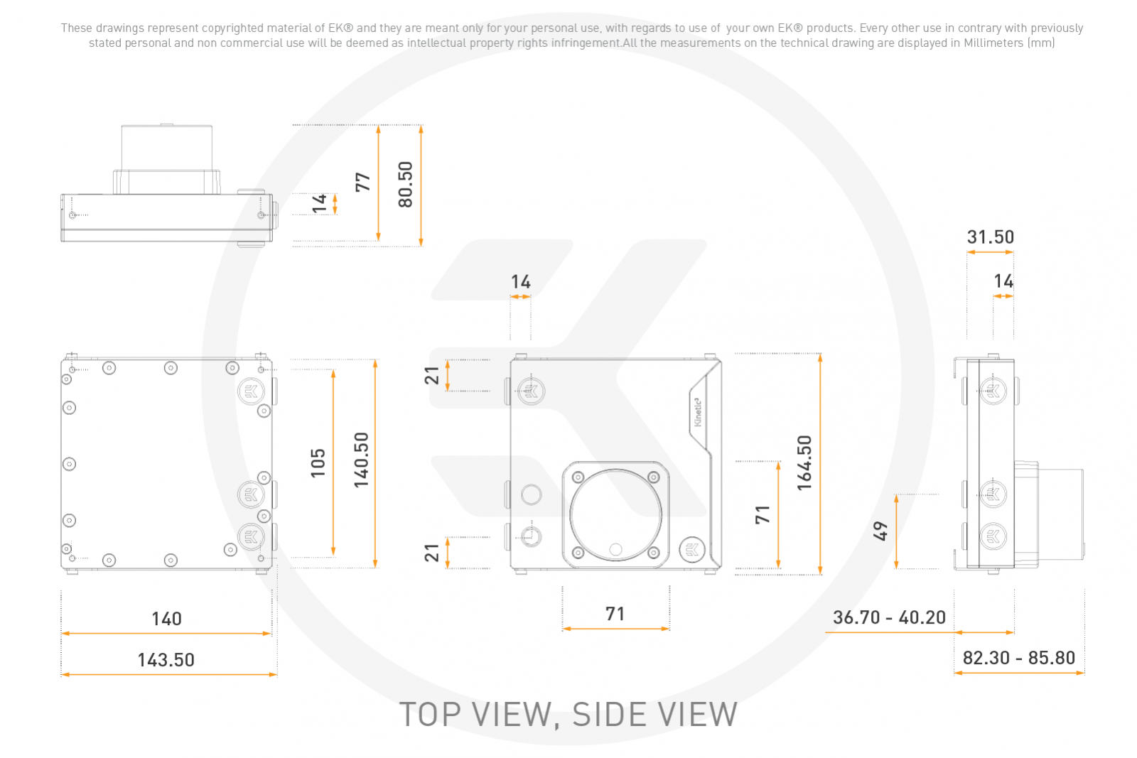 EK Water Blocks EK-Quantum Kinetic³ FLT 140 D5 PWM D-RGB - Plexi