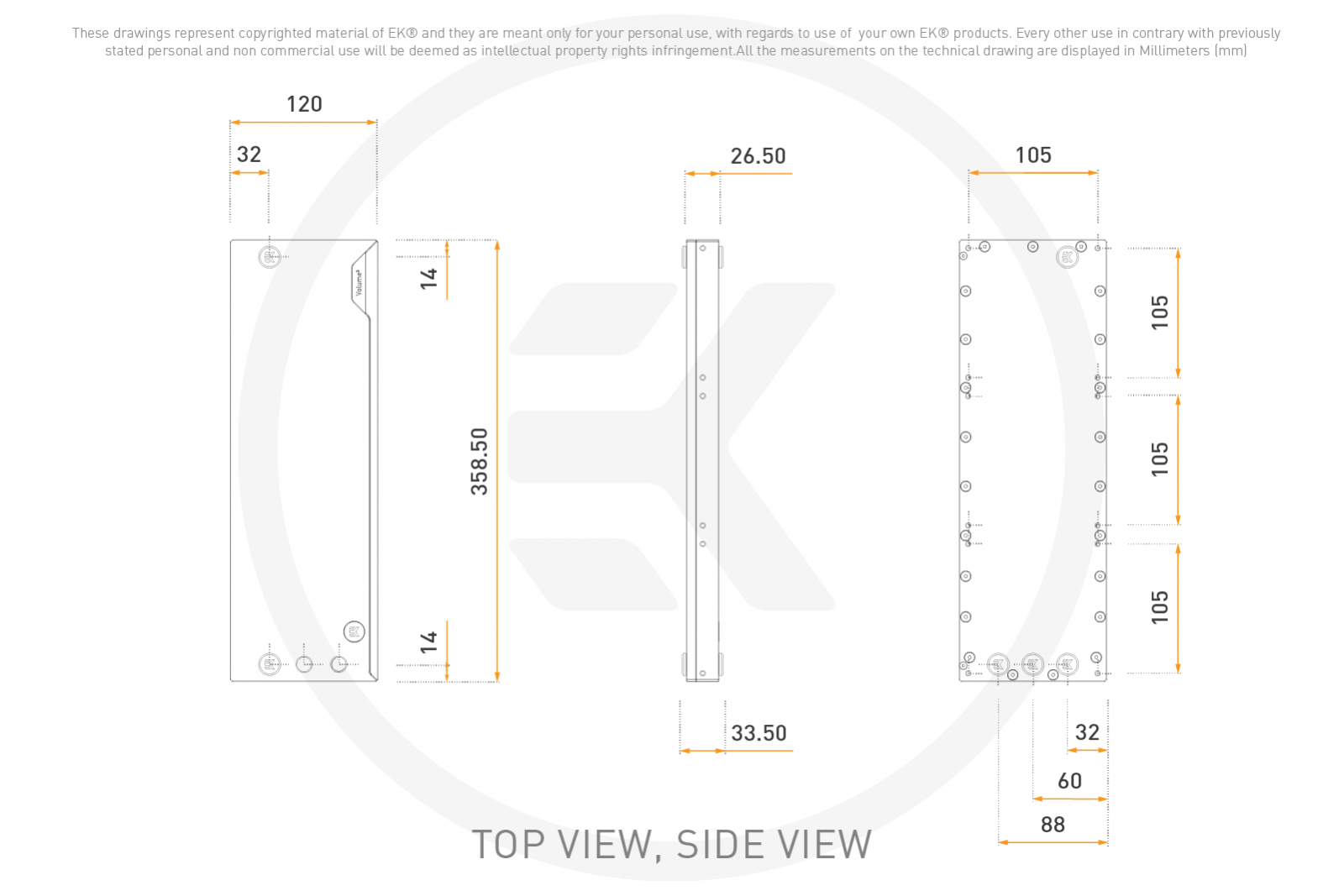 EK Water Blocks EK-Quantum Volume³ FLT 360 D-RGB - Plexi