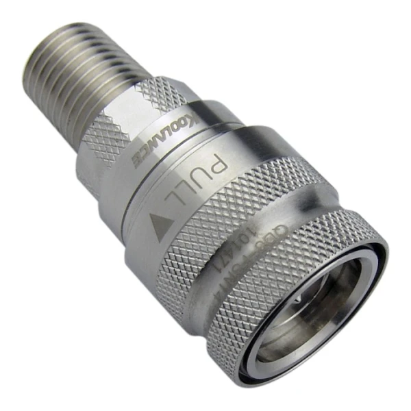 Koolance QD3-FSN14 Female Quick Disconnect No-Spill Coupling, Male Threaded, 1/4 NPT 