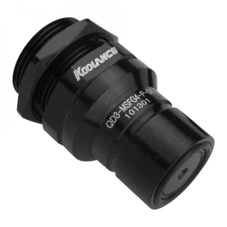 Koolance QD3 Male Quick Disconnect No-Spill Coupling, Panel Female Threaded G 1/4 BSPP Black QD3-MSFG4-P-BK