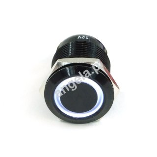 Phobya push-button 19mm Aluminum black, white ring lighting 6pin