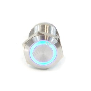 Phobya push-button 19mm stainless steel, blue ring lighting 6pin