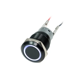 Phobya vandalism-proof switch 19mm alu black, white ring lit 5pin