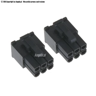 Phobya VGA Power Connector 6Pin plug (square) with pins - 2 pcs Black