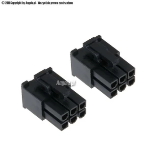 Phobya VGA Power Connector 6Pin plug (tapered) with pins - 2 pcs Black