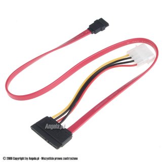 SATA 50cm czerwony prosty + adapter molex-SATA pod 3,5