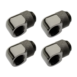 XSPC G1/4, 90 Degree Classic Rotary Fitting - Black Chrome (4 Pack)