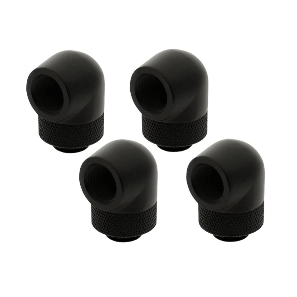 XSPC G1/4, 90 Degree Rotary Fitting V2 - Matte Black (4 Pack)